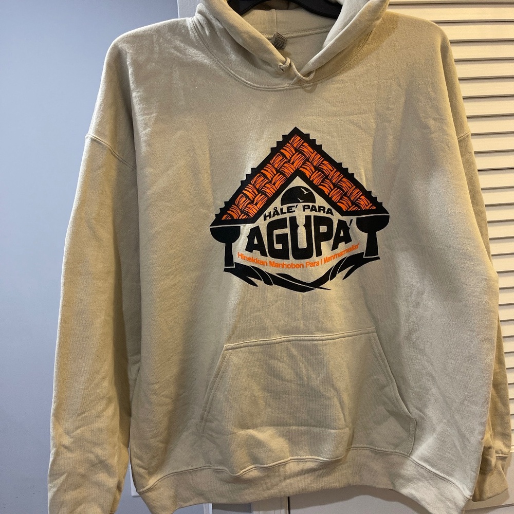 Hle’ Para Agupa’ Hoodie | Mission & Vision Design | Beige Tan | Xl